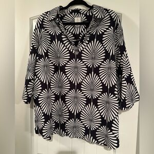 Joie Black and White Floral Tunic Top